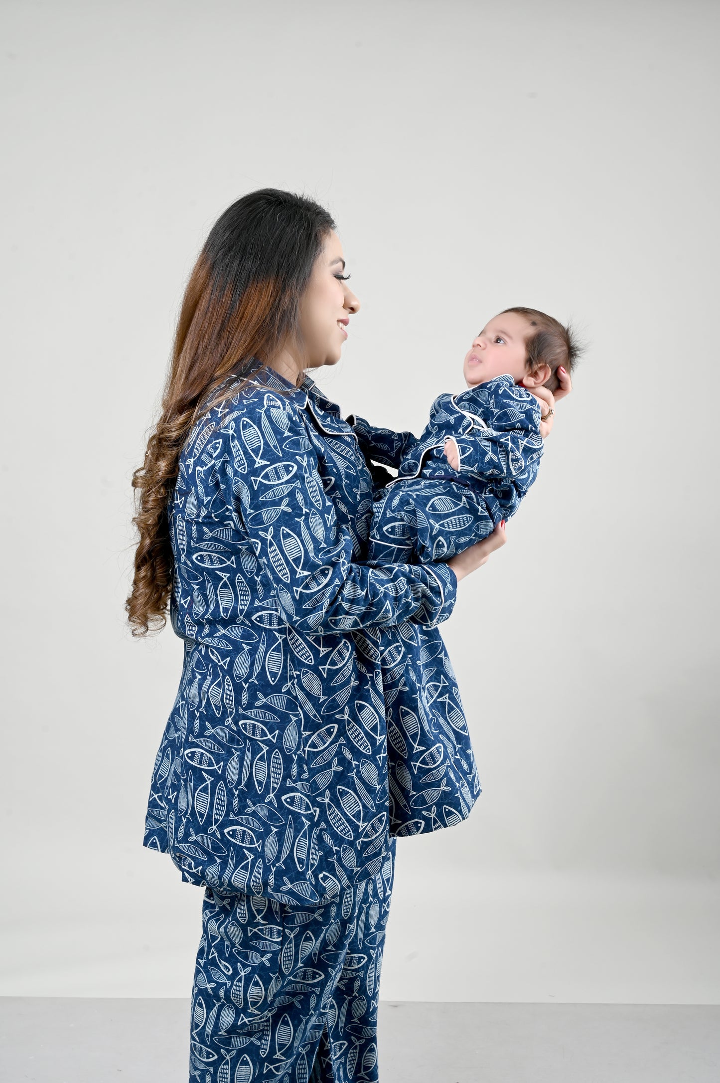 Dreamy Blue Matching Mommy and Baby Sleepwear